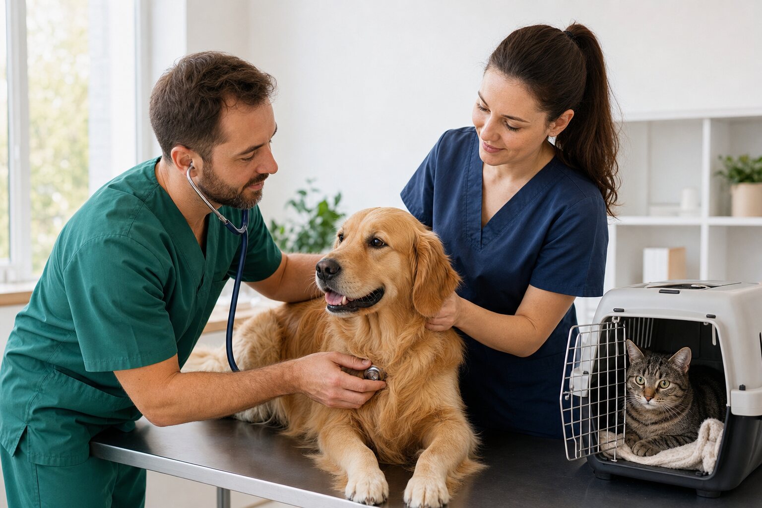 A veterinary hospital exam room